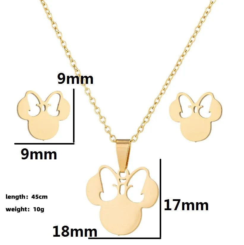 Anime Cute Cartoon  Mouse Necklace  earing set