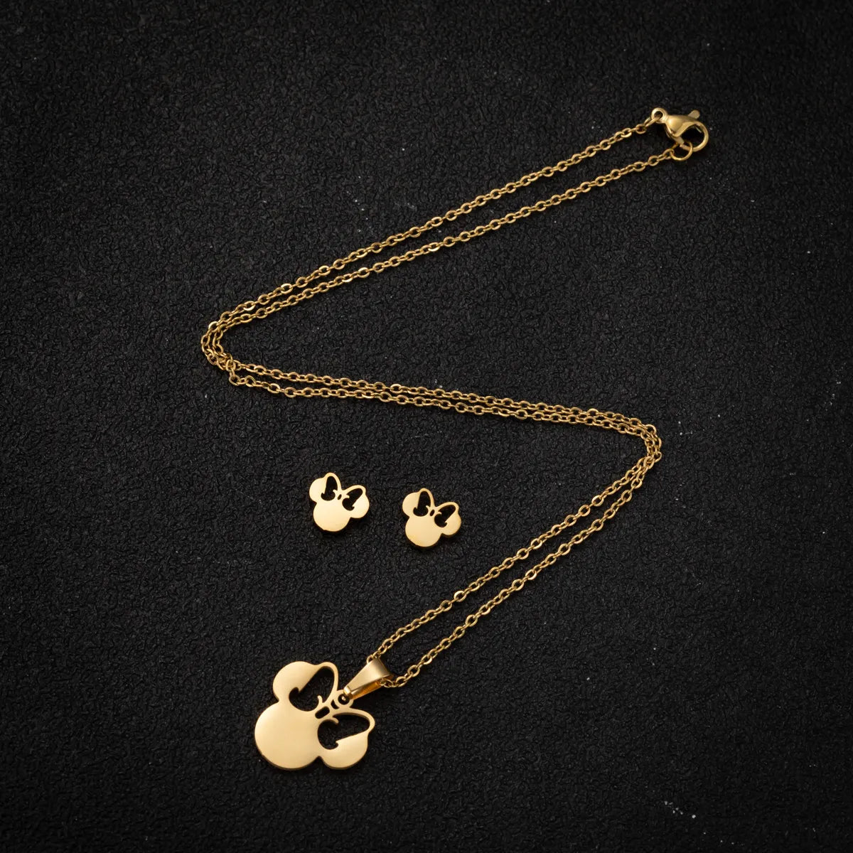 Anime Cute Cartoon  Mouse Necklace  earing set