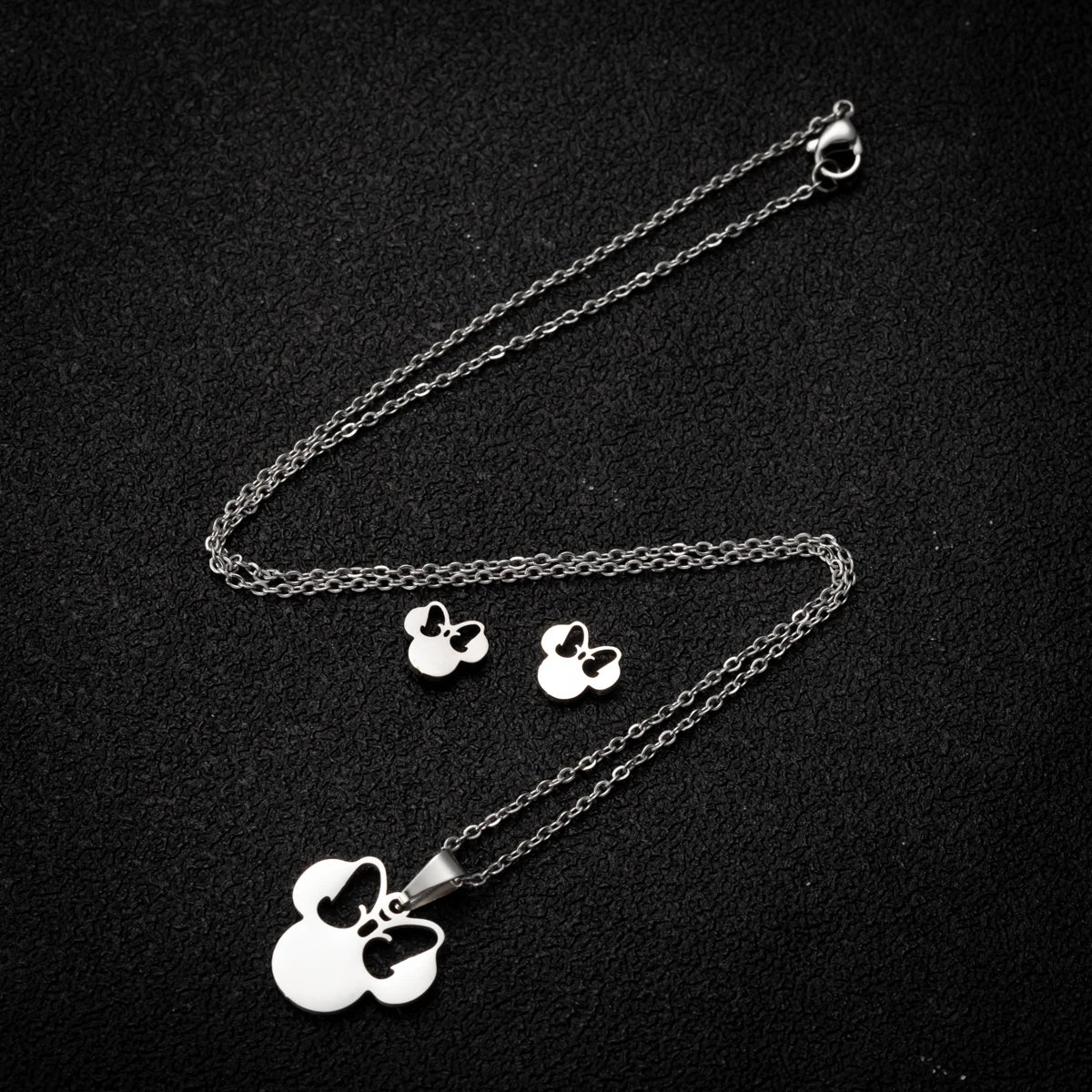 Anime Cute Cartoon  Mouse Necklace  earing set