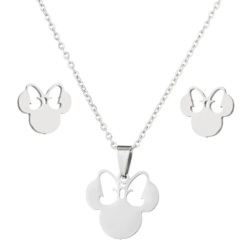 Anime Cute Cartoon  Mouse Necklace  earing set