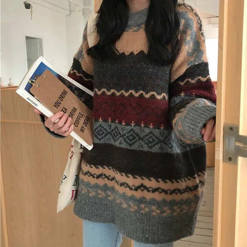 Winter Striped loose sweater