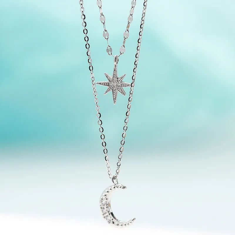 Double Layer Star Moon Chain Necklace