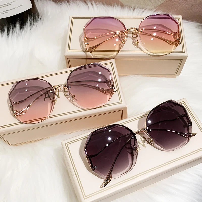 New Women Sunglasses Rimless UV400 Brand Designer