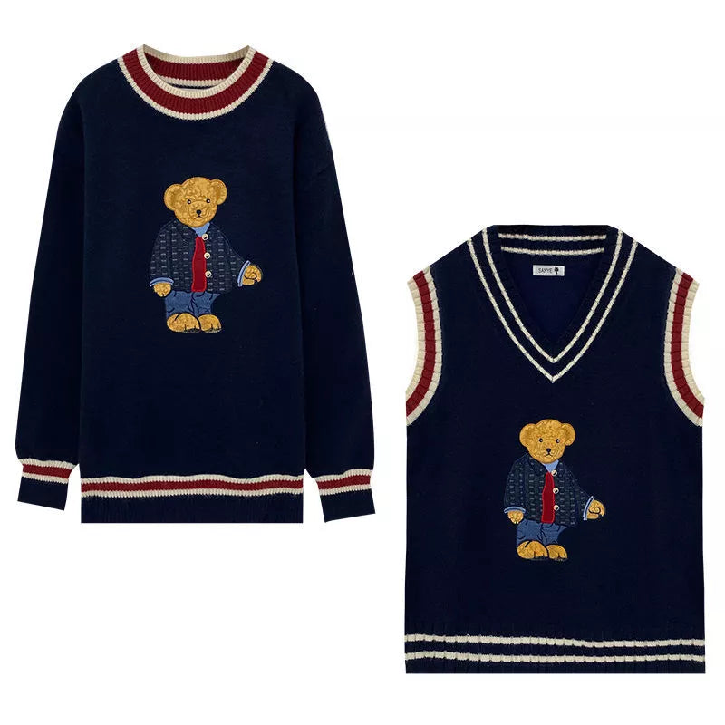 Cartoon Bear Pullover Vest Sweater