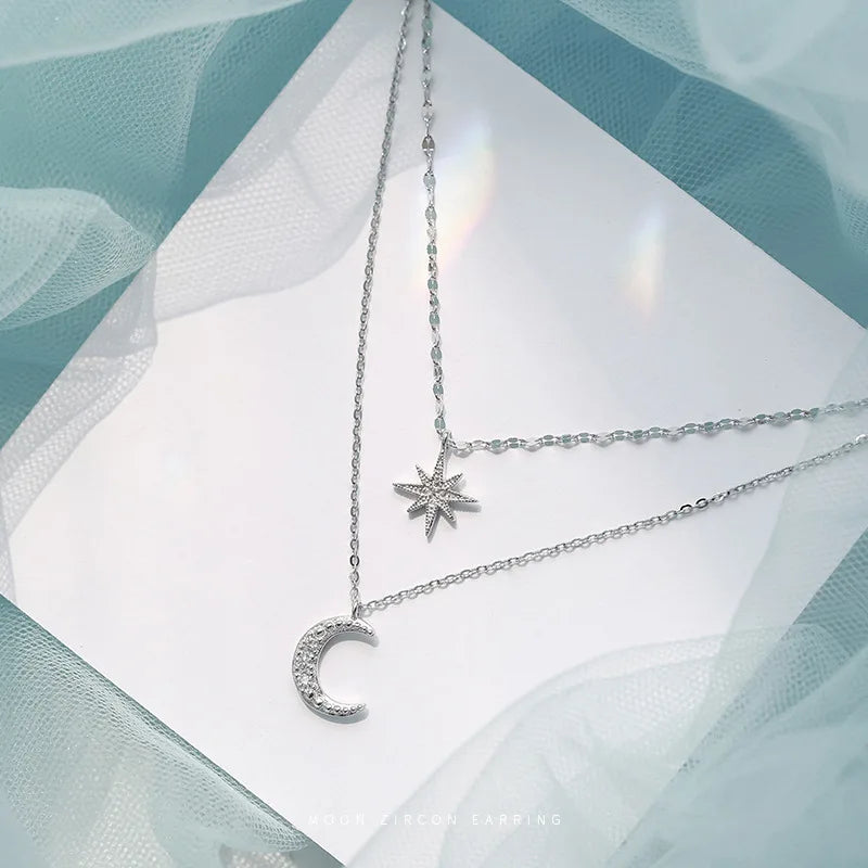 Double Layer Star Moon Chain Necklace