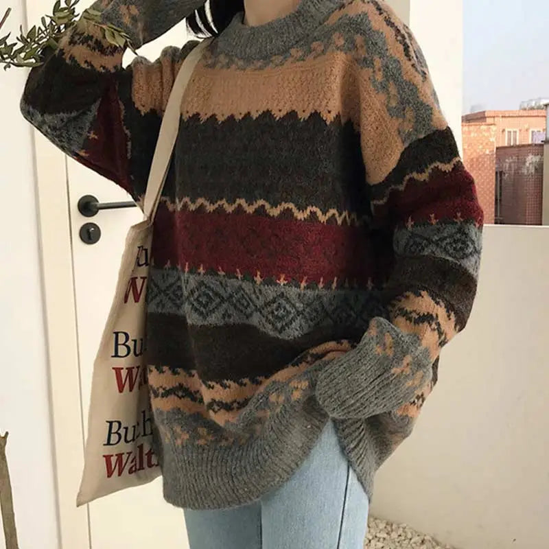 Winter Striped loose sweater