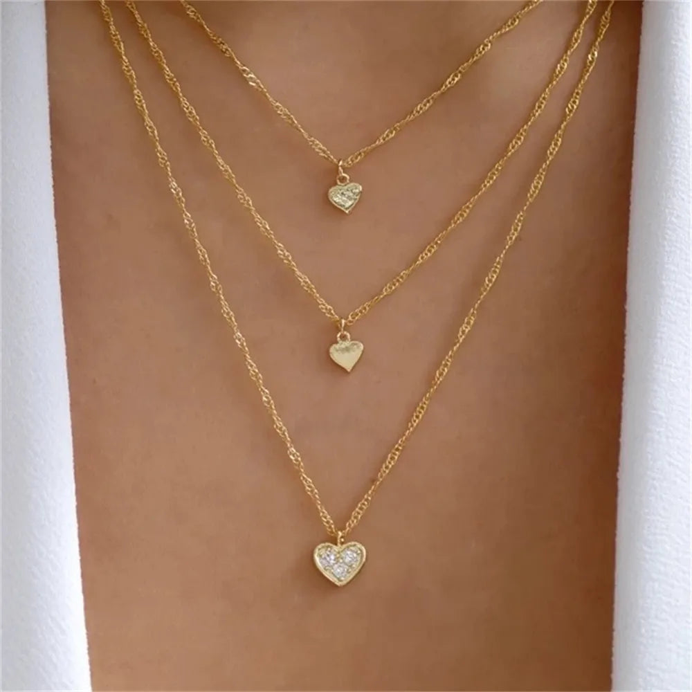 Fashion Gold Color Heart-Shaped Necklace For Women