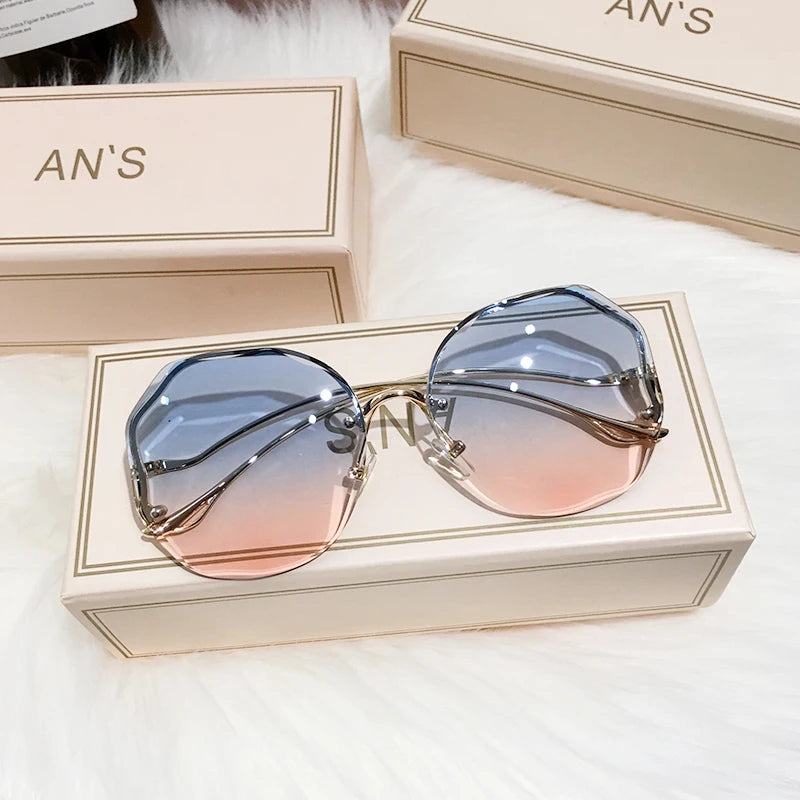 New Women Sunglasses Rimless UV400 Brand Designer