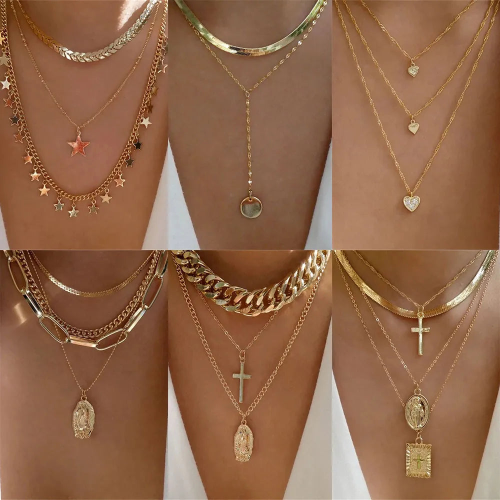 Fashion Gold Color Heart-Shaped Necklace For Women