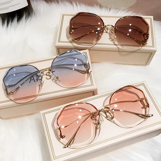 New Women Sunglasses Rimless UV400 Brand Designer