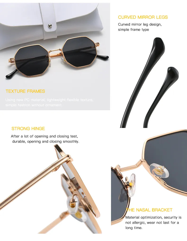 Polygon Metal Sunglasses Vintage Frame