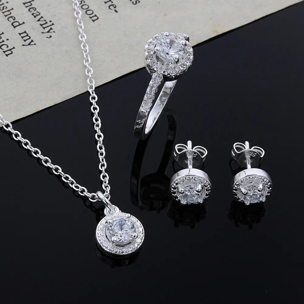 shiny crystal necklace earring ring jewelry Set