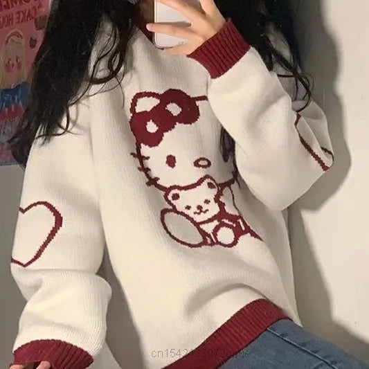 Hello Kitty O-Neck Loose Sweater