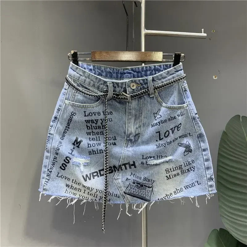 Vintage Women Korean Graffiti Short