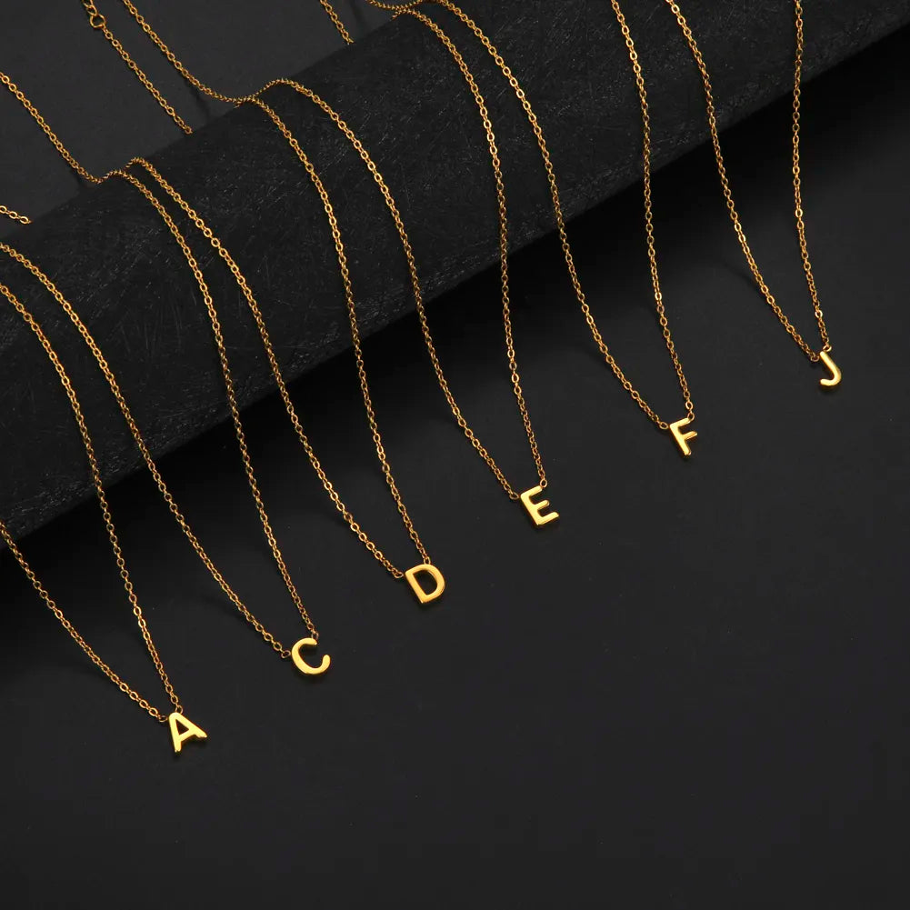 Minimalist Initial A-Z Letter Necklace for Women Alphabet Stainless Steel Choker Chains Jewelry Birthday Gift Wholesale