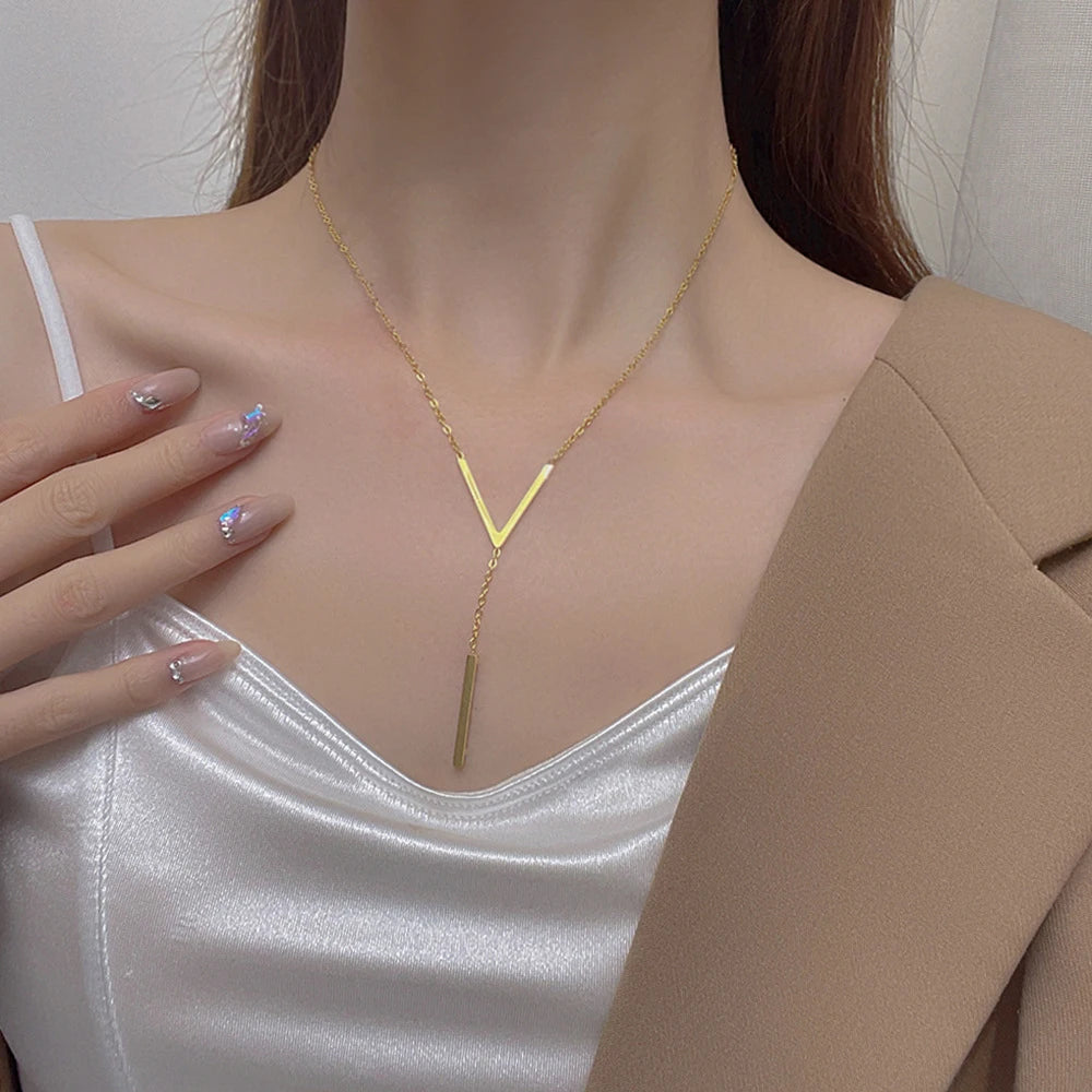 New V-shaped Long  Chain Necklace