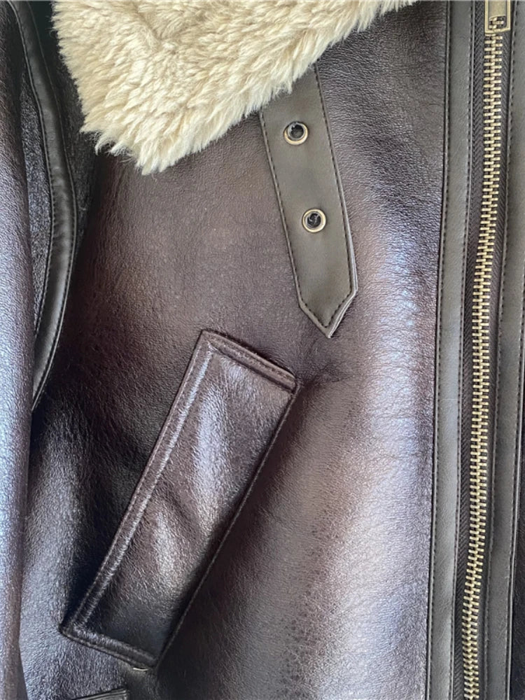 short leather biker coat