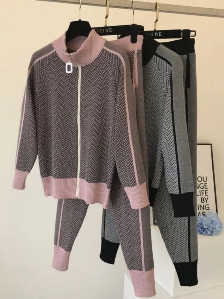 Knitted Cardigans Sweaters + Pants Sets