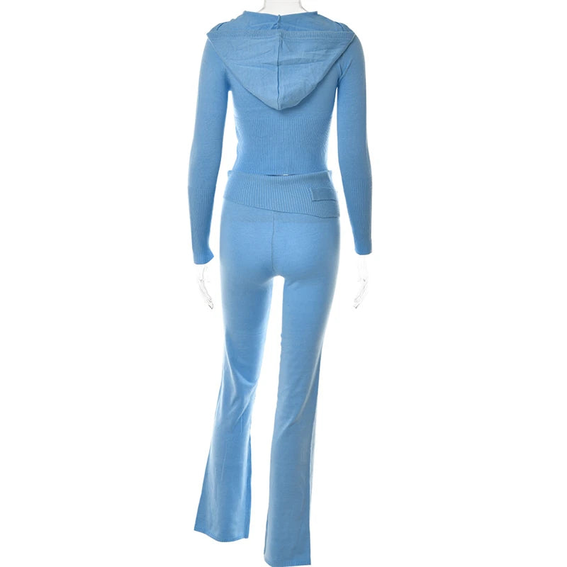 Women Tracksuit Long  Zipper Hooded Sweater Pants  Matching Suit