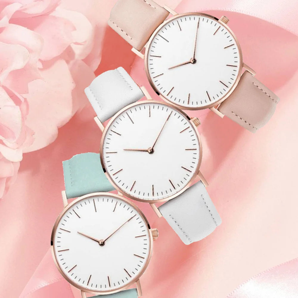 Elegant 2023 New For Women Simple White Leather watch