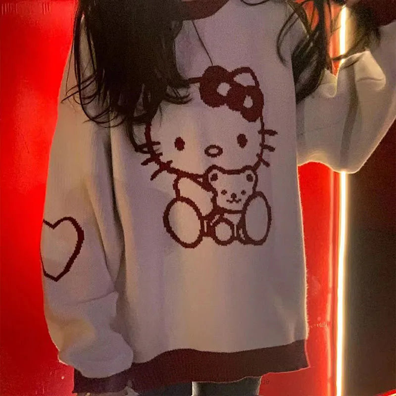 Hello Kitty O-Neck Loose Sweater