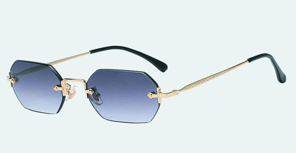 Geometric Rimless Metal Sun Glasses For Women