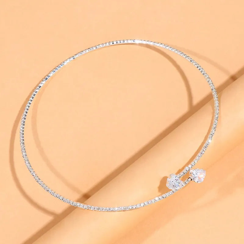 Fashion Rhinestone Heart Collar Choker Necklace