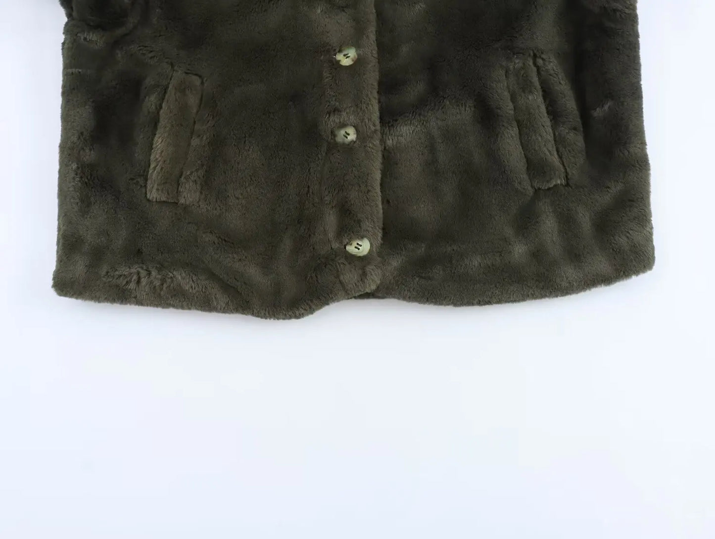 Fur Coat with Pockets Casual Outerwear