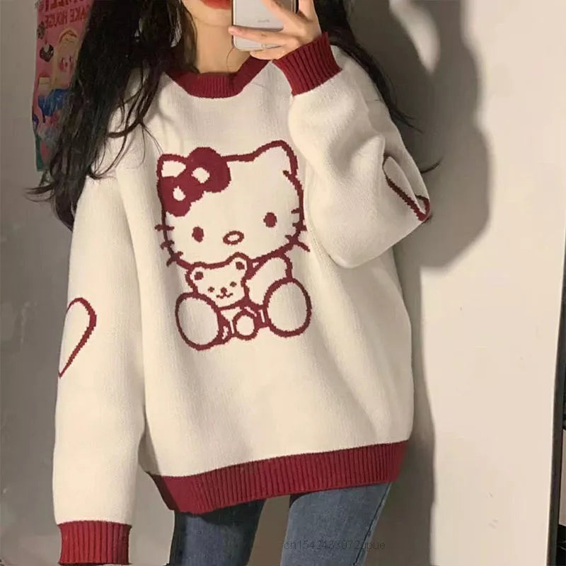 Hello Kitty O-Neck Loose Sweater