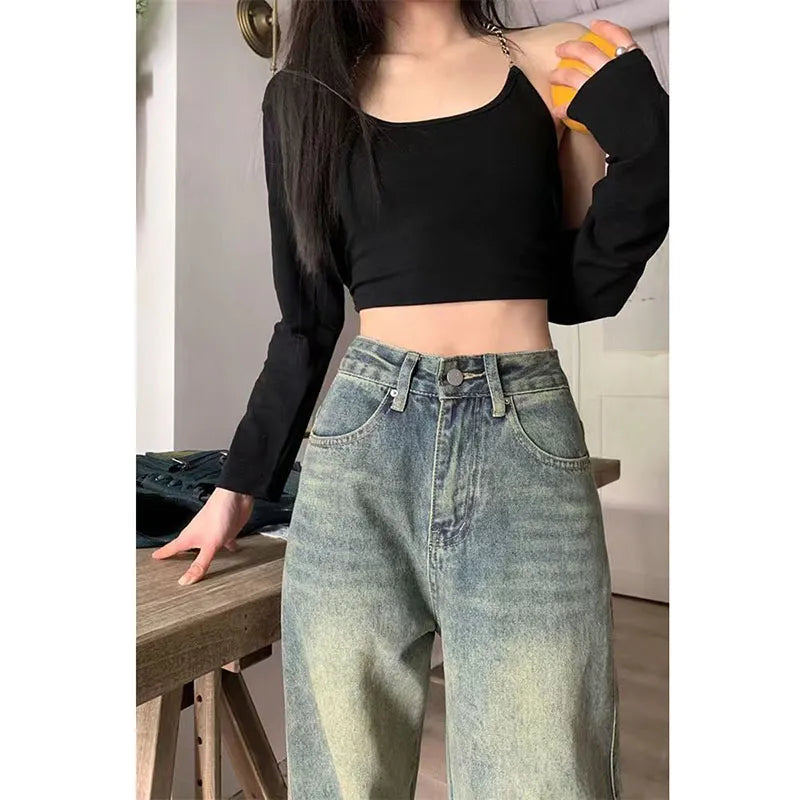 Vintage 90S Baggy Straight Denim Trousers