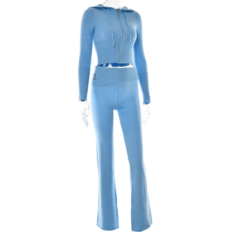 Women Tracksuit Long  Zipper Hooded Sweater Pants  Matching Suit