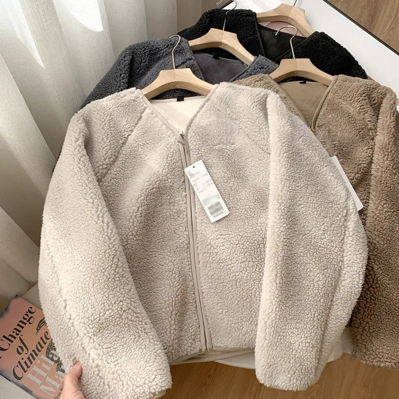 V-Neck Long-Sleeved Casual All Match Female Outwear Jackets