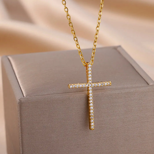 Zircon Cross Pendant Necklace for Women