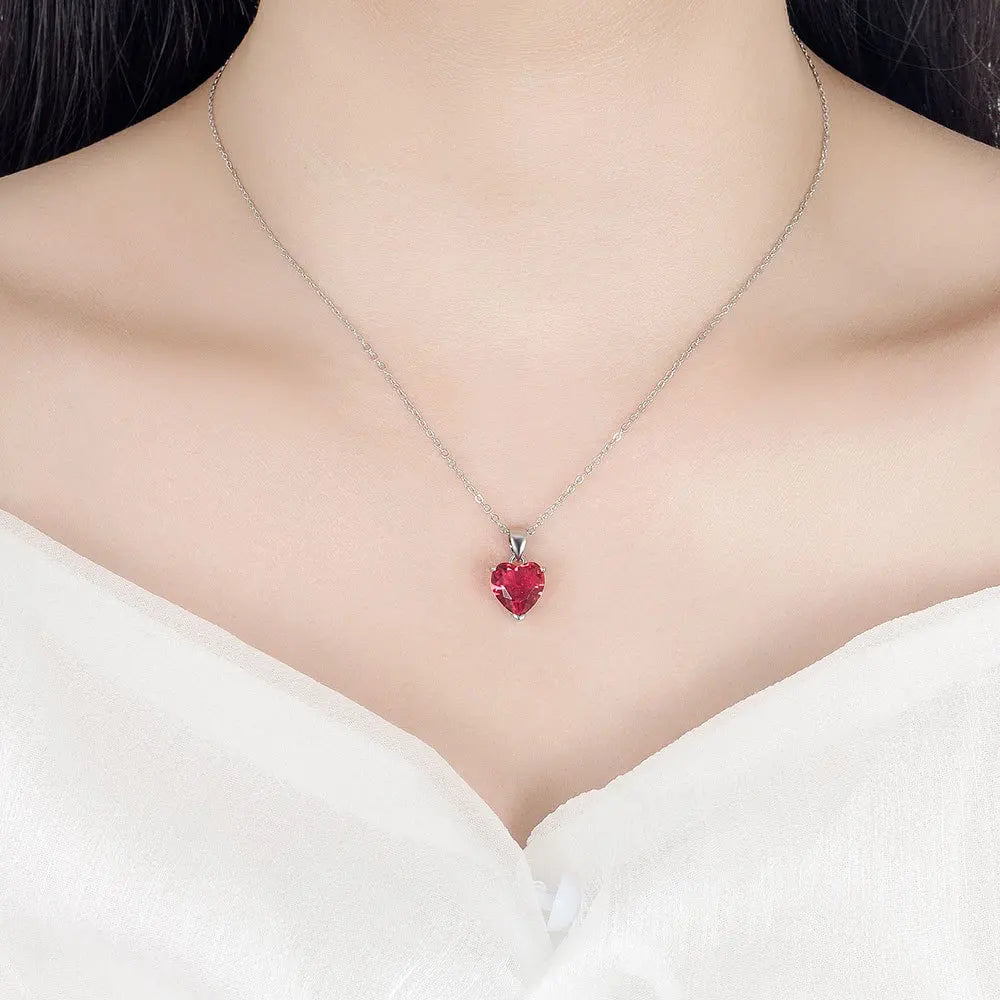 Women Heart Zircon Ring Earrings Necklace set