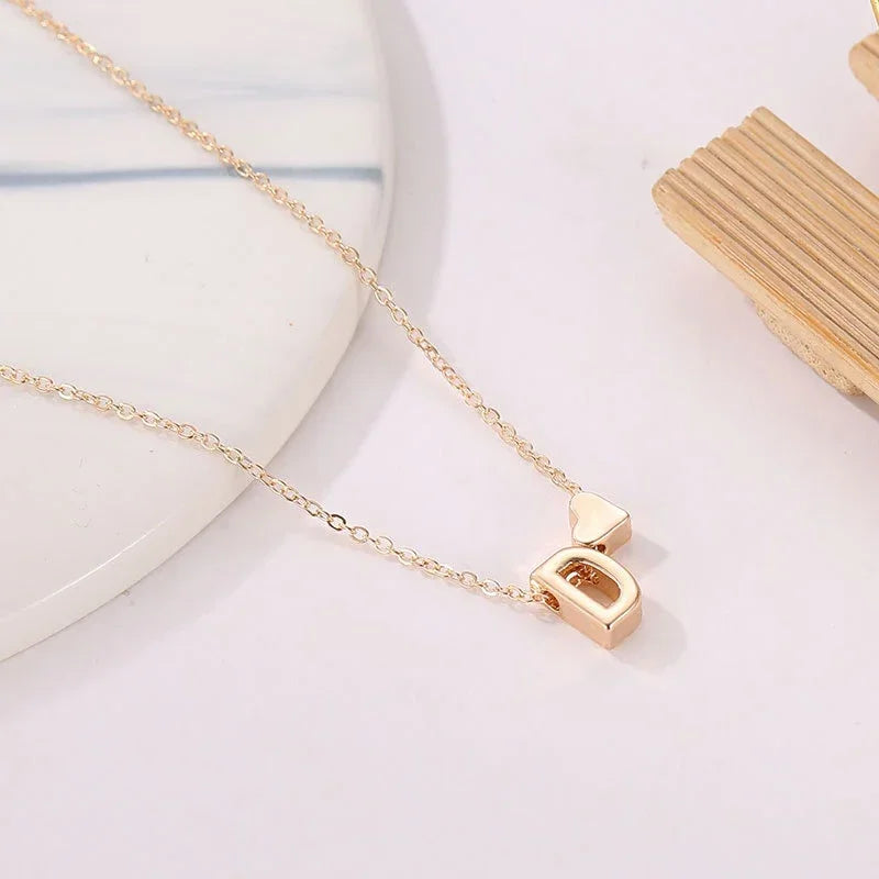 Fashion Tiny Heart Dainty Initial Necklace