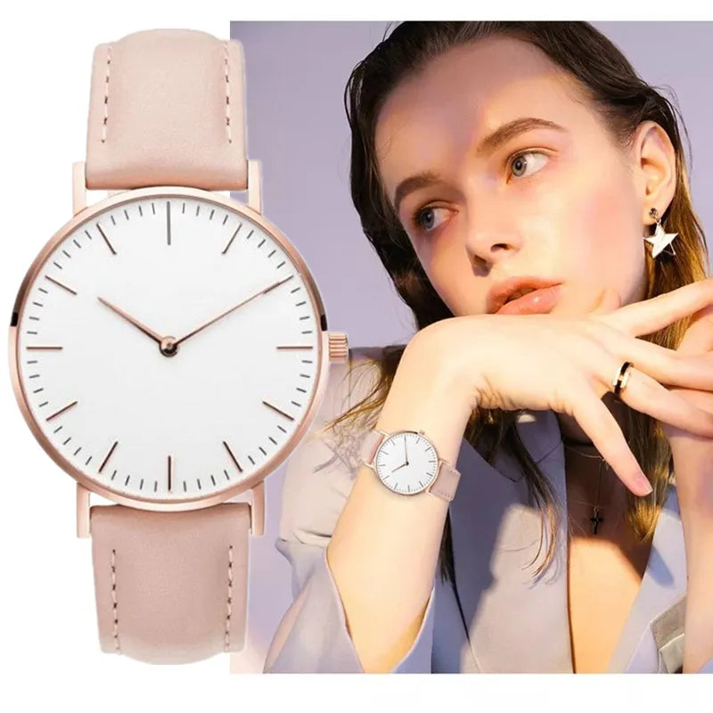 Elegant 2023 New For Women Simple White Leather watch