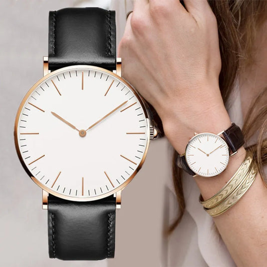 Elegant 2023 New For Women Simple White Leather watch