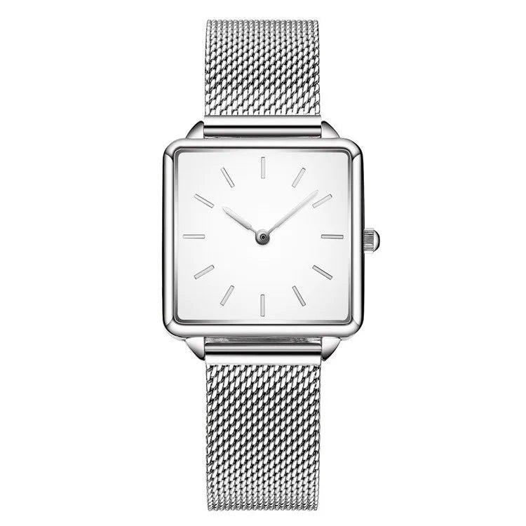 Reloj Mujer Luxury Women Watches Rose Gold Simple Magnetic Mesh Belt Band Watch Women's Fashion Square Wristwatch Zegarek Damski