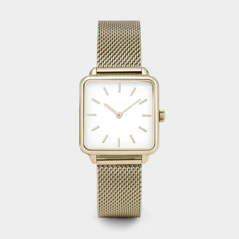 Reloj Mujer Luxury Women Watches Rose Gold Simple Magnetic Mesh Belt Band Watch Women's Fashion Square Wristwatch Zegarek Damski